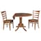 International Concepts Round 42 in Dual Drop Leaf Table, 2 Emily Side Chairs, Distressed Oak, 42 in W, 42 in L, 29.5 in H K42-42DP-C617P - alternate 3